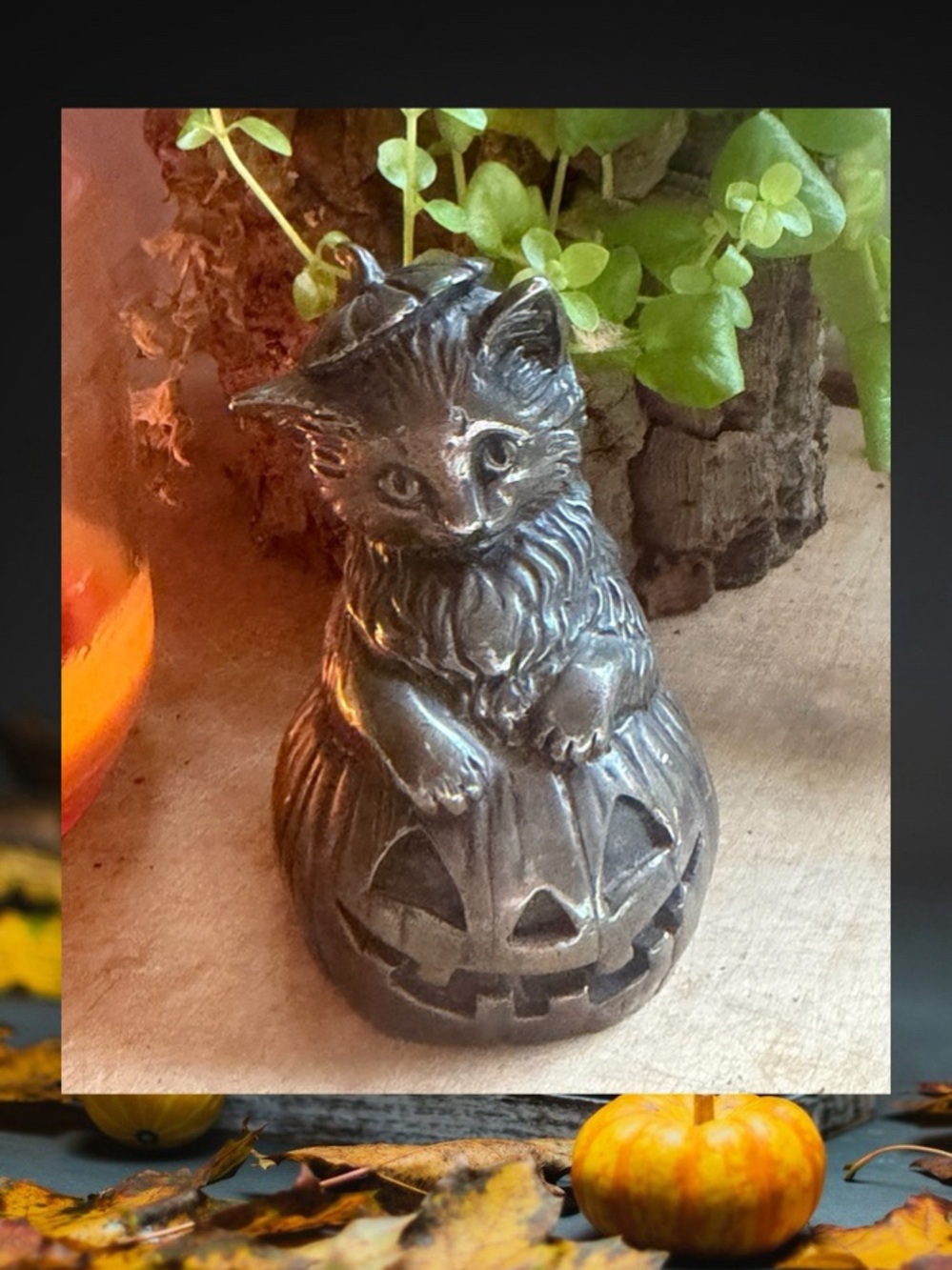 Vintage Reed & Barton Halloween Kitty Cat Pumpkin Music Box Buy Me Right Meow!